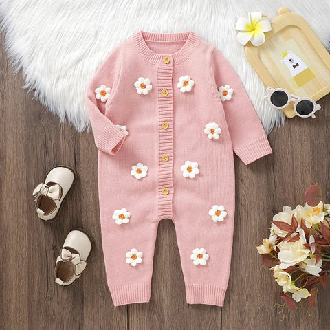 Children's Flower Knitting Jumpsuit