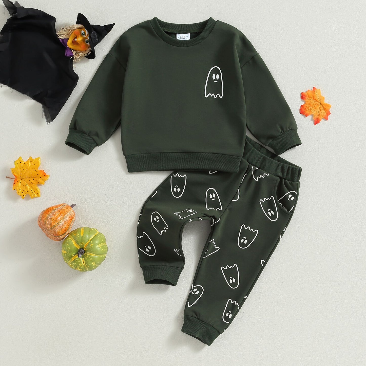 Crew Neck Long Sleeve Sweatshirts and Long Pants 2Pcs Halloween Set