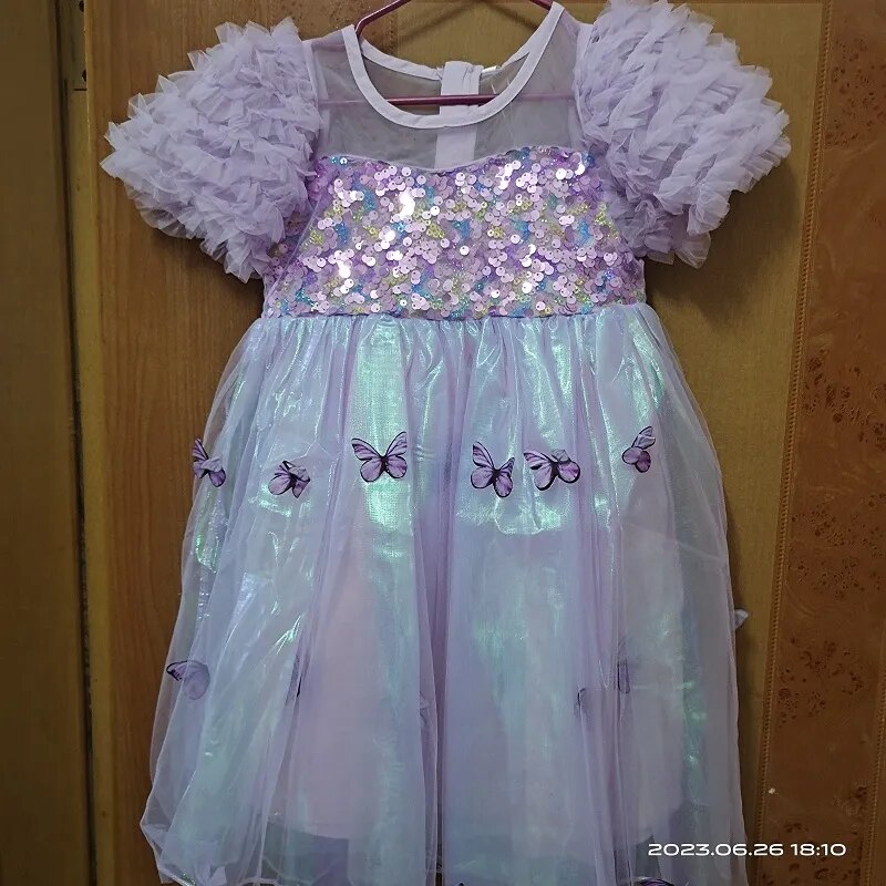 Purple glitter dress with butterflies