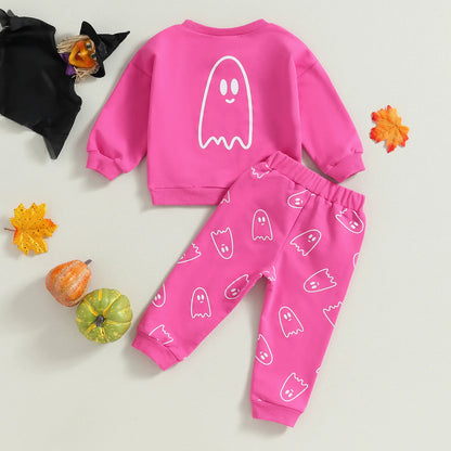 Crew Neck Long Sleeve Sweatshirts and Long Pants 2Pcs Halloween Set