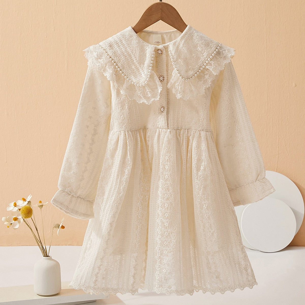 Children's vintage dress with lace collar