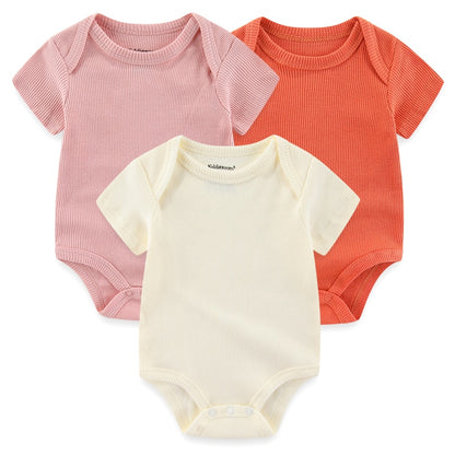 Kit 3 Basic Colored Baby Bodysuits