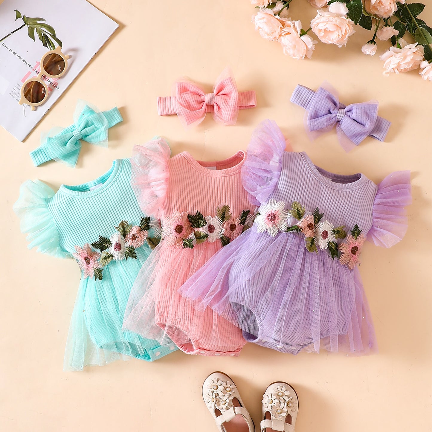 Dress with Flowers + Headband