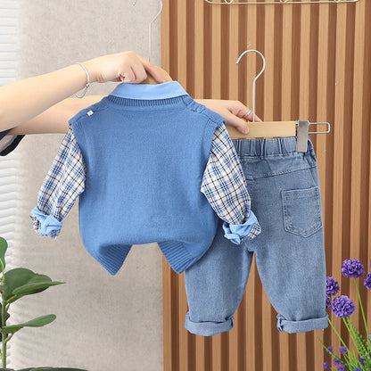 Children's set with vest with little ducks