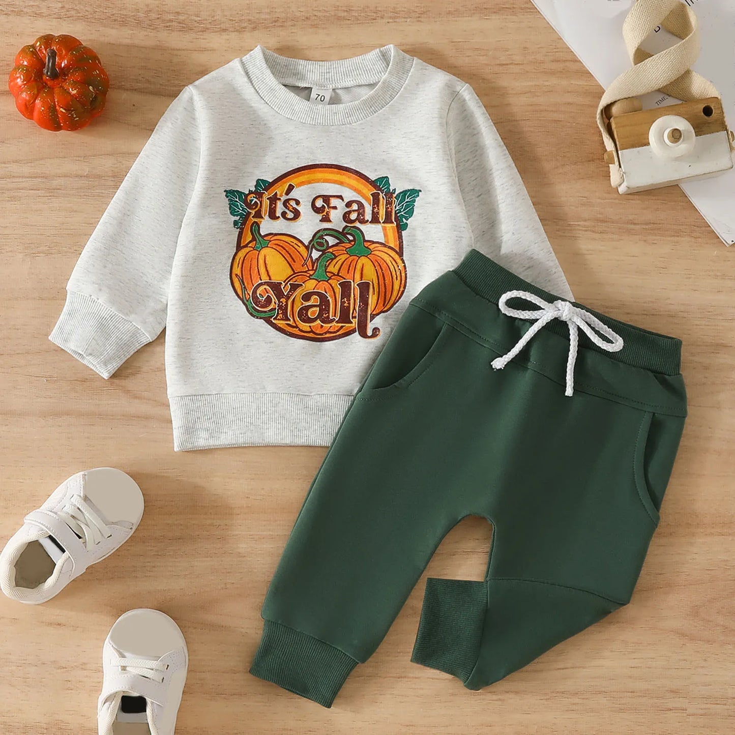 Set Halloween Pumpkin Hoodie Long Sleeve Tops Long Pants Baby Clothes