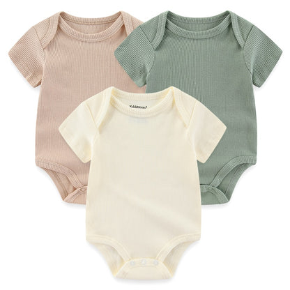 Kit 3 Basic Colored Baby Bodysuits