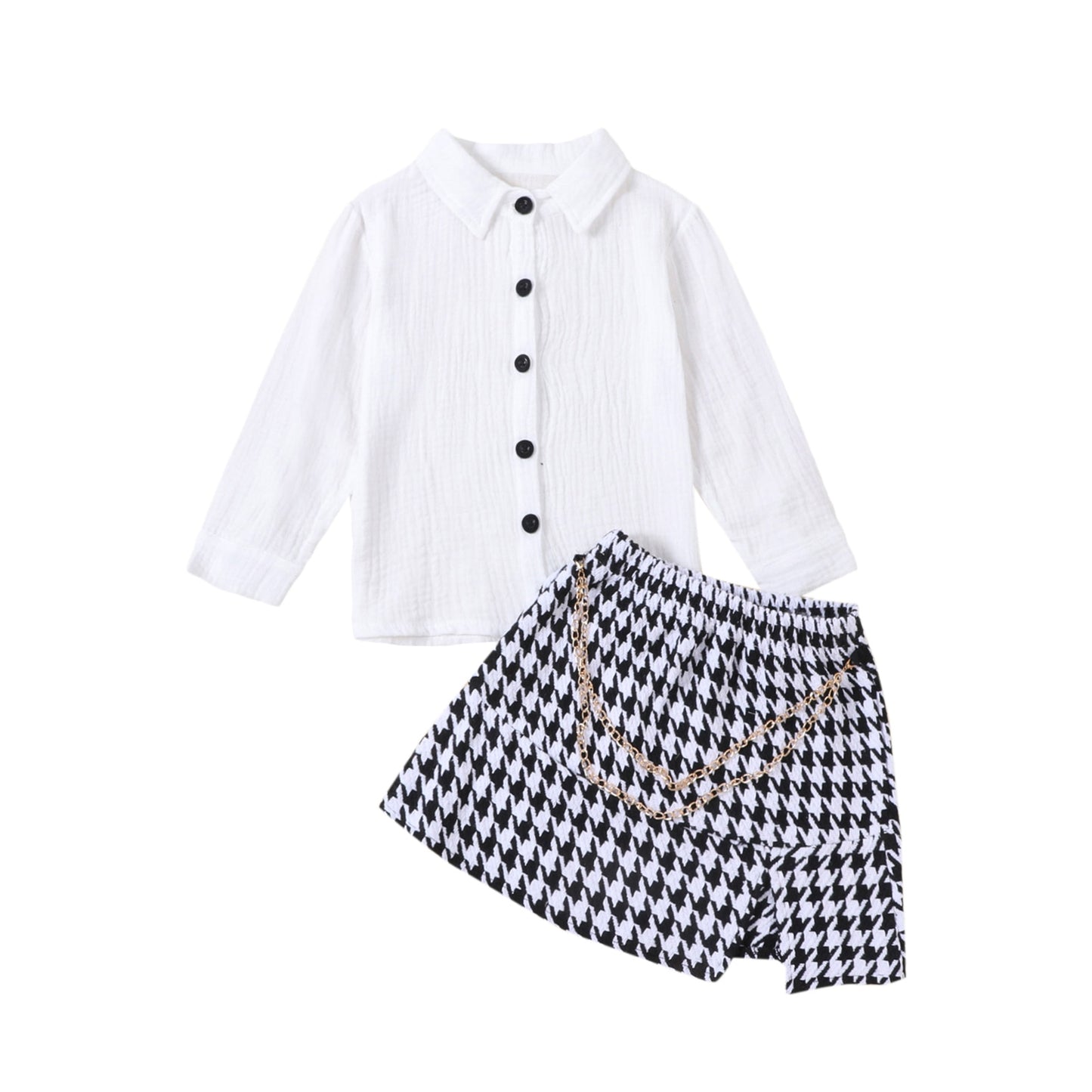 Children's set with white shirt and skirt