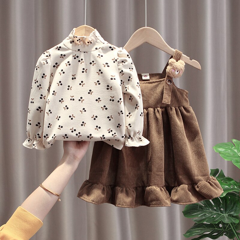 Children's set with velvet dress and bear