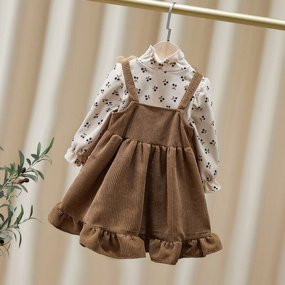 Children's set with velvet dress and bear