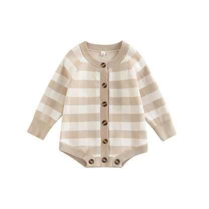 Baby plaid bodysuit with buttons