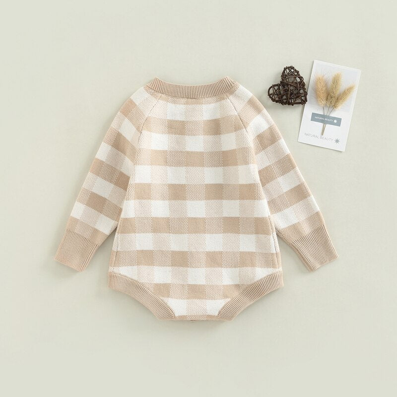 Baby plaid bodysuit with buttons