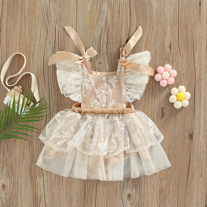 Beige Children's Body dress with lace