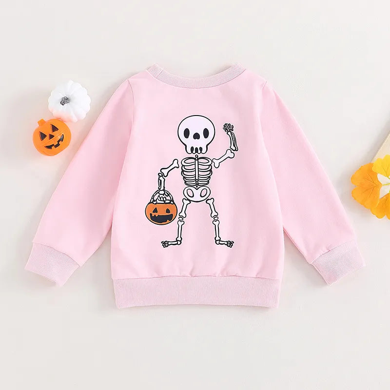 Pudcoco  Autumn Pullovers Cartoon Skeleton Print