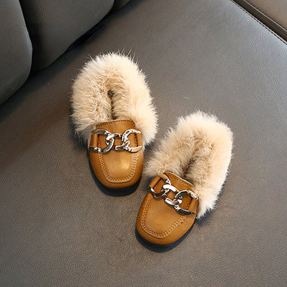 Children's loafers with fur