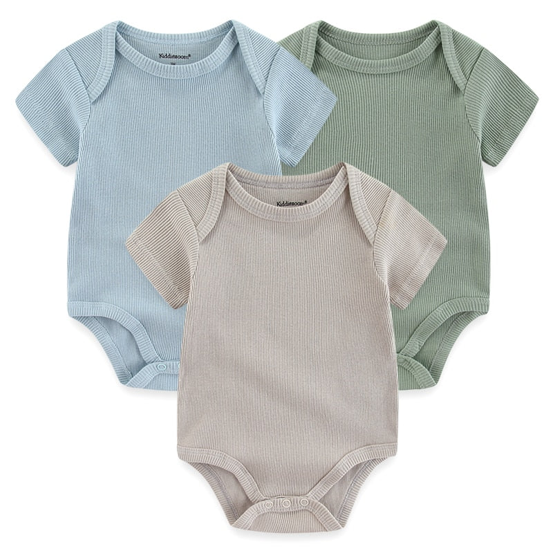 Kit 3 Basic Colored Baby Bodysuits