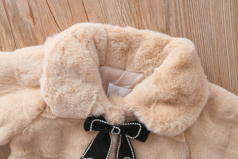 Children's warm coat with bow