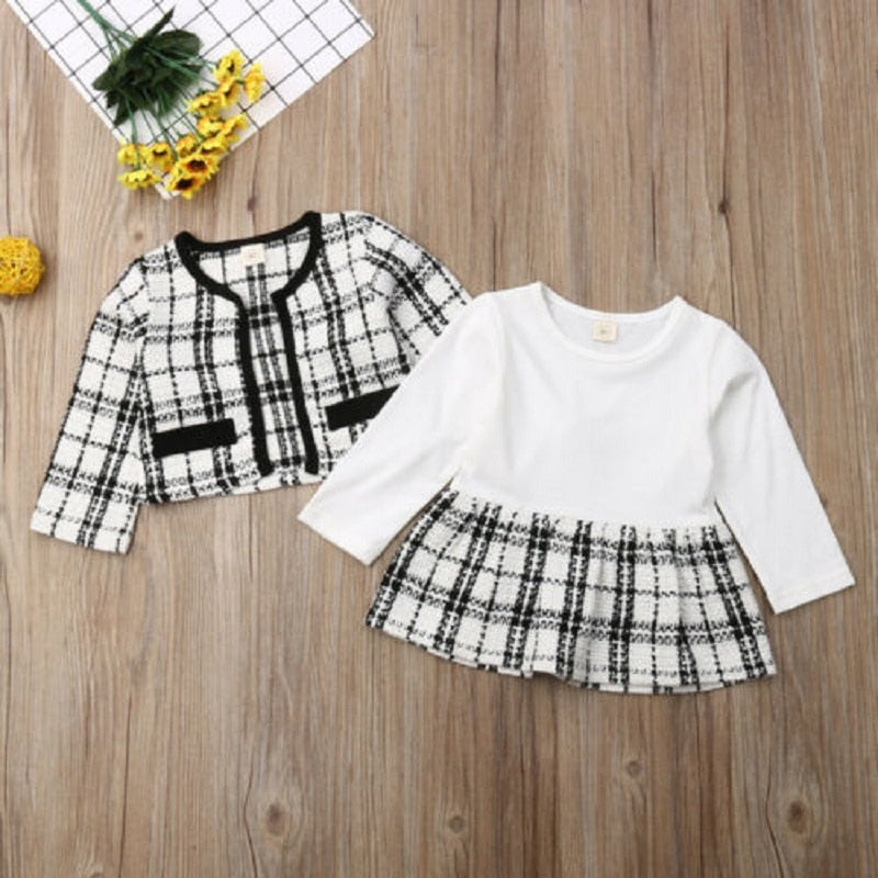 Children's black and white plaid set