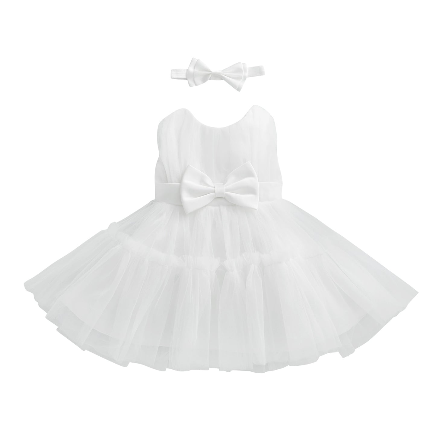 Children's dress with lace tulle + headband