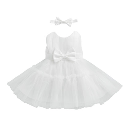 Children's dress with lace tulle + headband