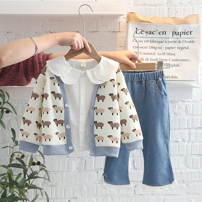 Kids 3-piece shirt set with collar