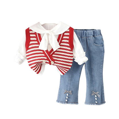 Women's set with striped vest