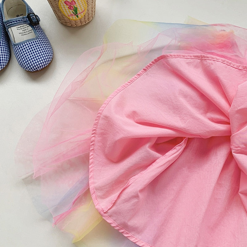 Children's colorful tulle dress with butterfly wings