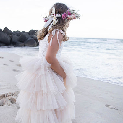 Children's Dress With Tulle Tiered Skirt