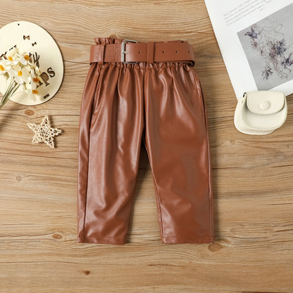 Children's set with brown pants with belt