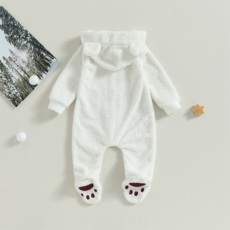 Children's hooded jumpsuit with bear ear