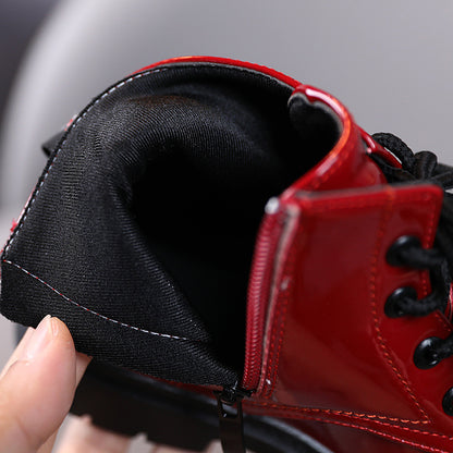 Children's varnish and lace-up boot