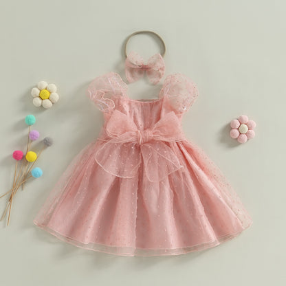 Delicate children's dress with tulle + headband