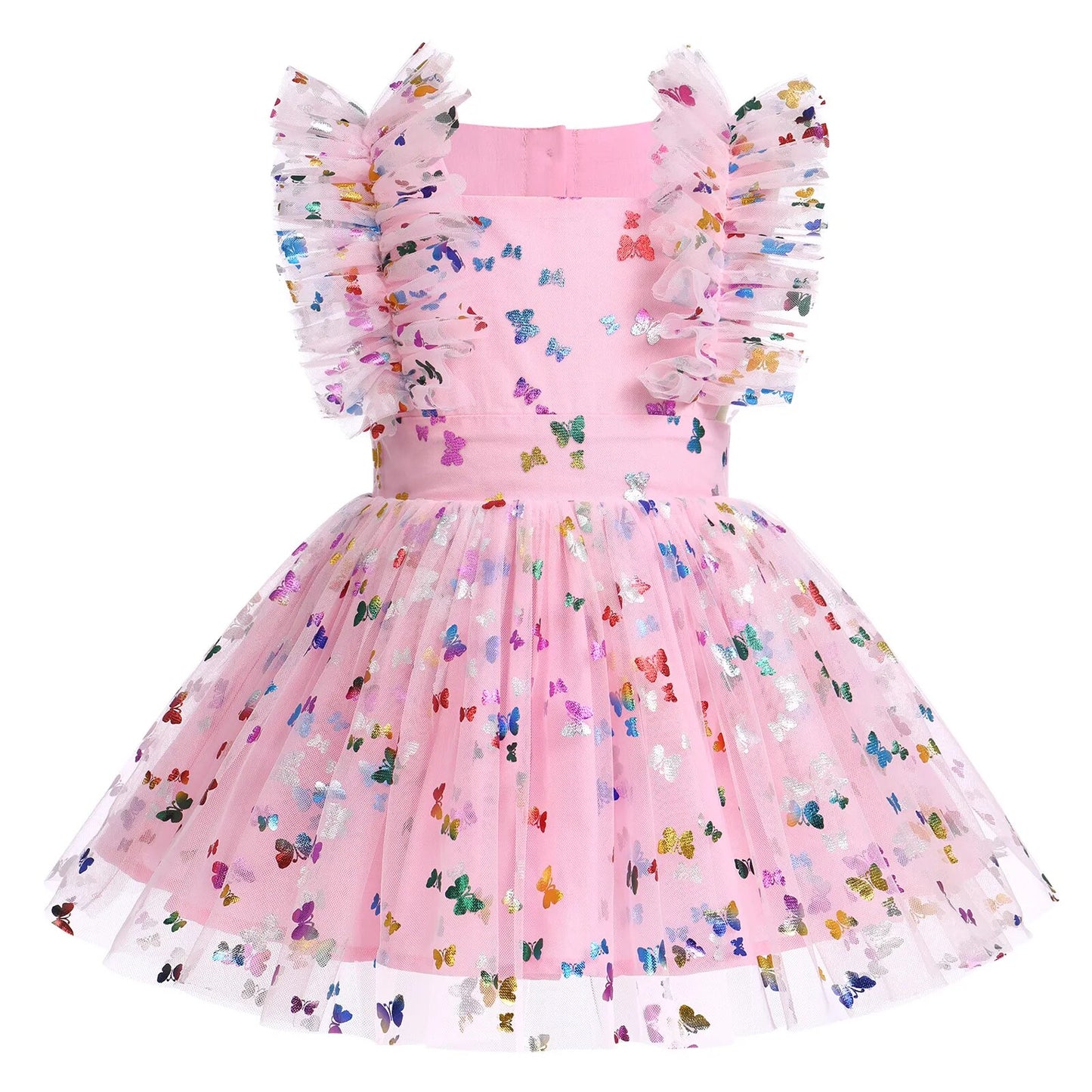 Children's Dress with Ruffled Sleeves and Tulle