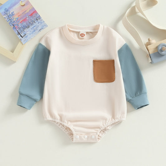 Children's bodysuit with brown pocket