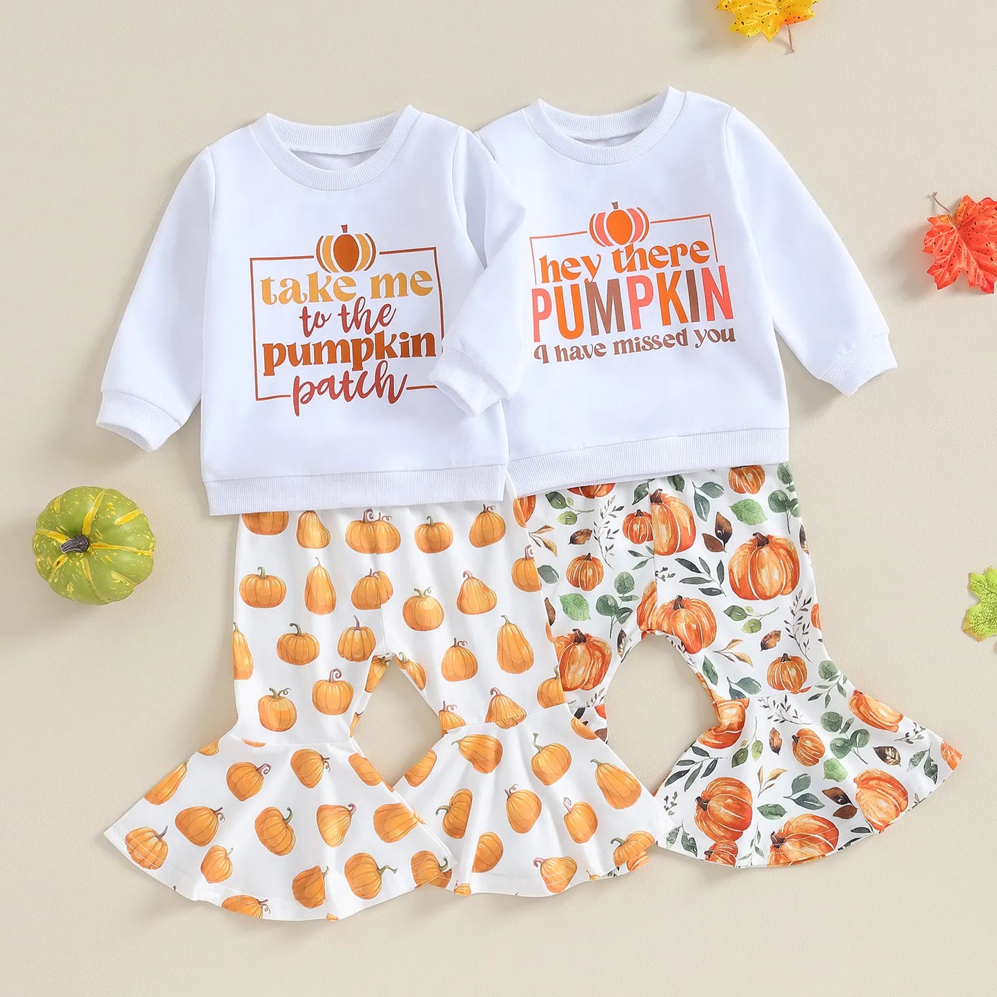 Set Halloween Pumpkin Print Long Sleeve Sweatshirt