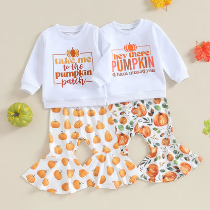 Set Halloween Pumpkin Print Long Sleeve Sweatshirt