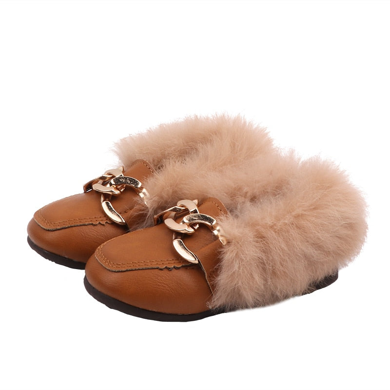 Children's loafers with fur