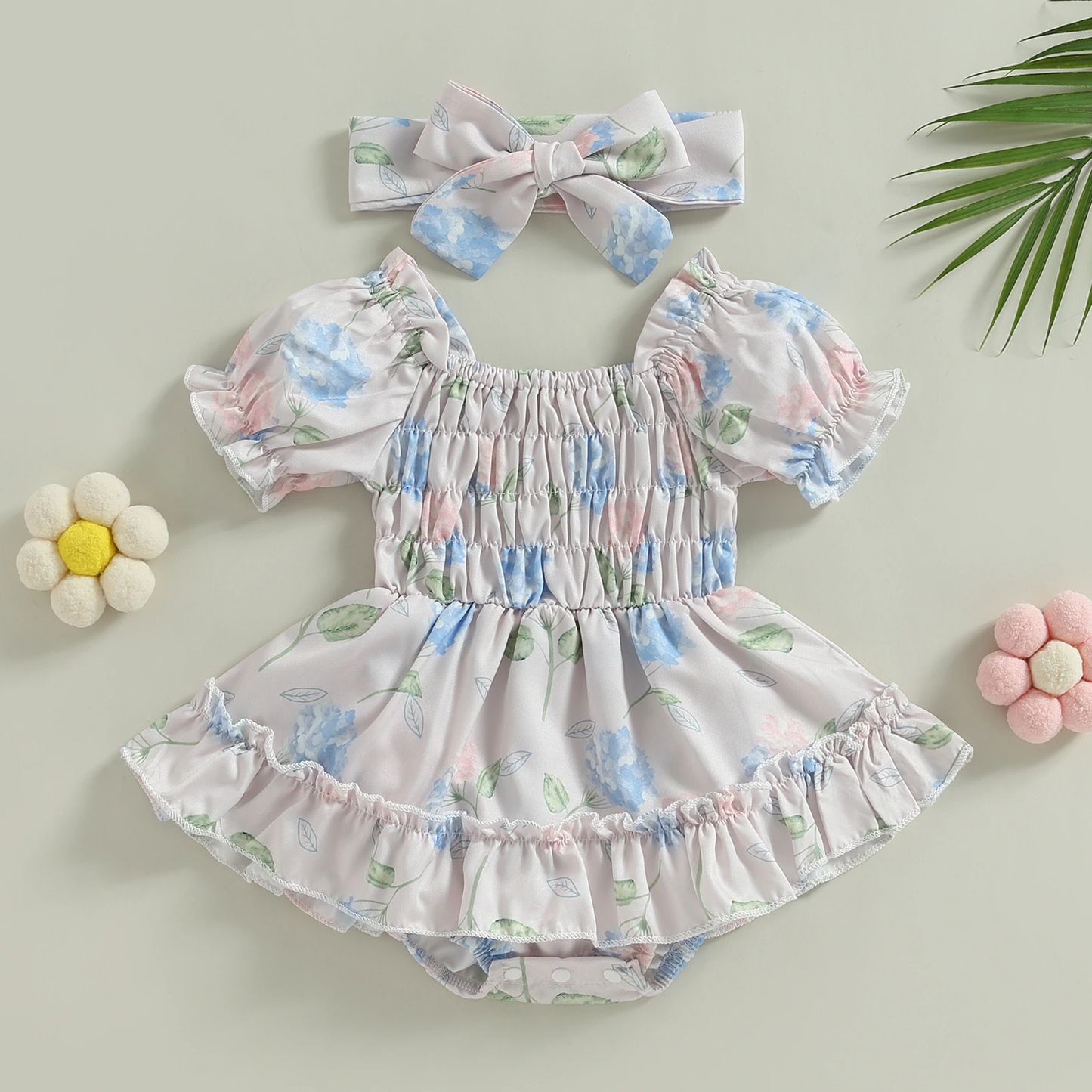 Vintage floral baby dress + headband