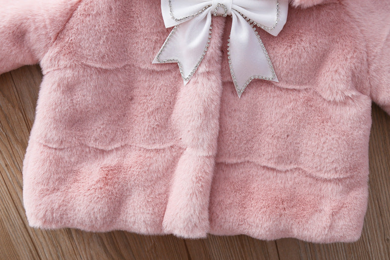 Children's warm coat with bow