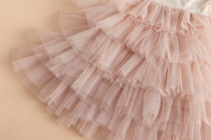 Children's Dress With Tulle Tiered Skirt