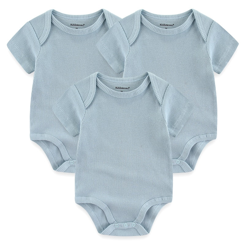 Kit 3 Basic Colored Baby Bodysuits