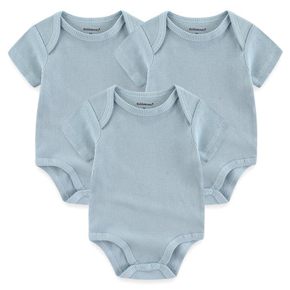 Kit 3 Basic Colored Baby Bodysuits