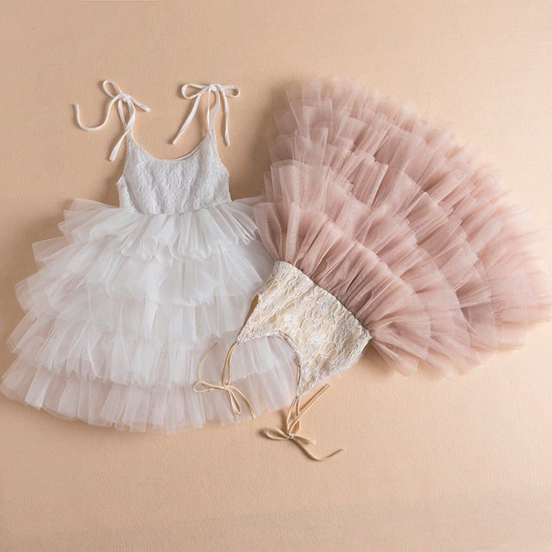 Children's Dress With Tulle Tiered Skirt