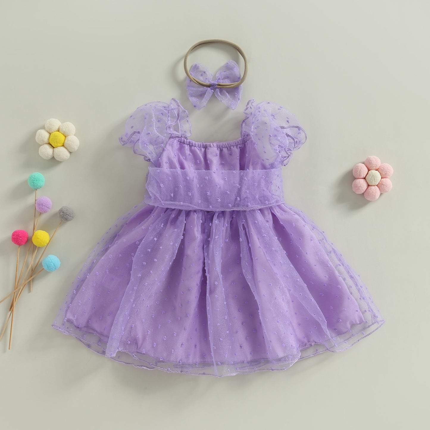 Delicate children's dress with tulle + headband