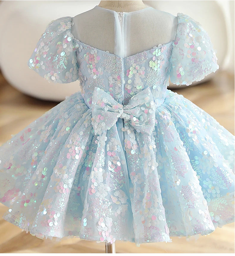 Blue Sequins Children's Party Dress