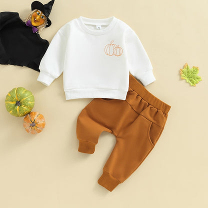 Children's pumpkin set with brown pants