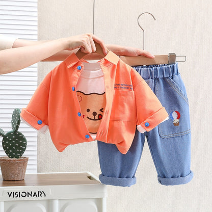 Children's 3-piece set bear with jeans