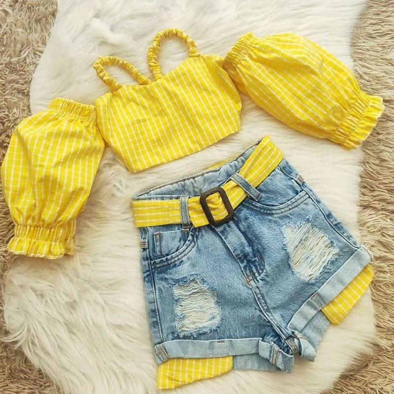 Children's set yellow top with shorts