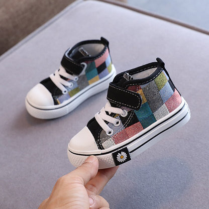 Children's colorful plaid sneakers