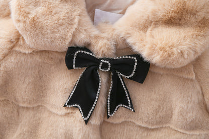 Children's warm coat with bow