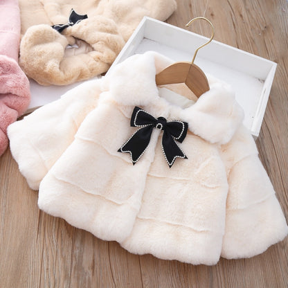 Children's warm coat with bow